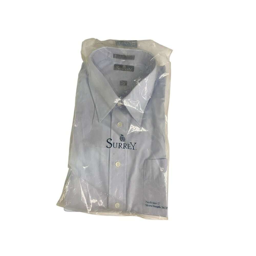 Vintage‎ Surrey Collection Long Sleeves Shirt 17 34/35 Blue Sealed Cotton NEW